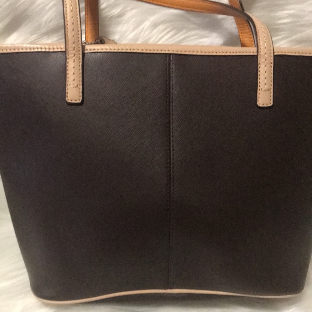 Coach City Metro Park F24341 Saffiano Brown Beige Leather Tote Bag - Picture 6 of 12
